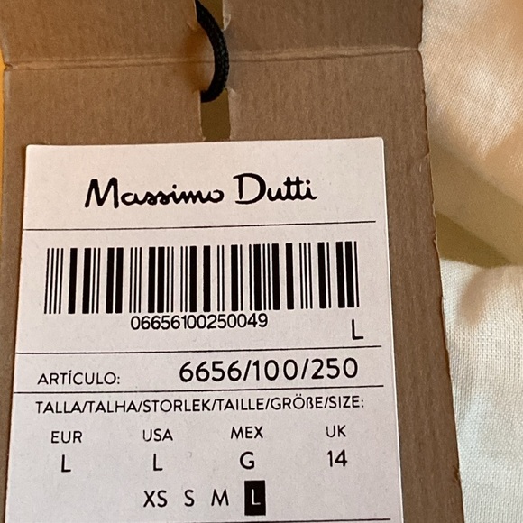 NWT. Massimo Dutti White Linen Blend Asymmetric Midi Slip Dress. Size L. - Picture 4 of 8